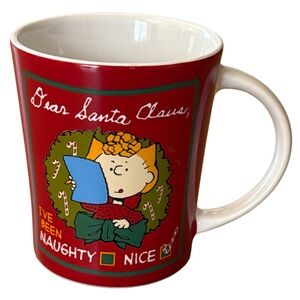 PEANUTS CHARLIE BROWN SALLY DEAR SANTA CLAUS I'VE BEEN.. COFFEE MUG SNOOPY 15 OZ